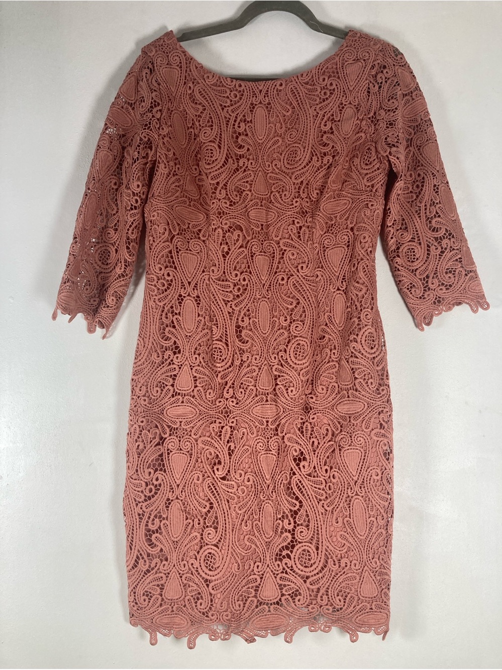 Eliza J Pink Lace Midi Dress - 3/4 Sleeve Size 8 cocktail wedding